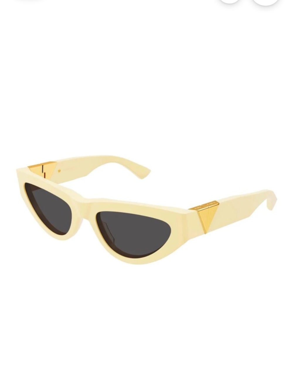 Bottega Veneta Cream Cat-Eye Sunglasses with Gold Trim
